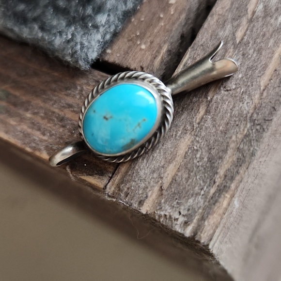 NWOT Native American Navajo Turquoise & Sterling Squash Blossom Pendant 🩵🎁❤️ - Picture 7 of 10